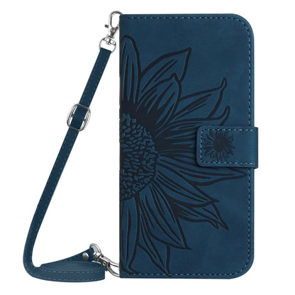 For Xiaomi Redmi 12 5G Skin Feel Sun Flower Embossed Flip Leather Phone Case with Lanyard(Inky Blue) - Xiaomi Cases by PMC Jewellery | Online Shopping South Africa | PMC Jewellery | Buy Now Pay Later Mobicred