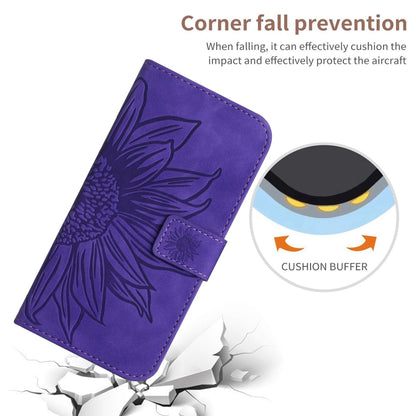 For Xiaomi 13T / 13T Pro Skin Feel Sun Flower Embossed Flip Leather Phone Case with Lanyard(Dark Purple) - Xiaomi Cases by PMC Jewellery | Online Shopping South Africa | PMC Jewellery | Buy Now Pay Later Mobicred