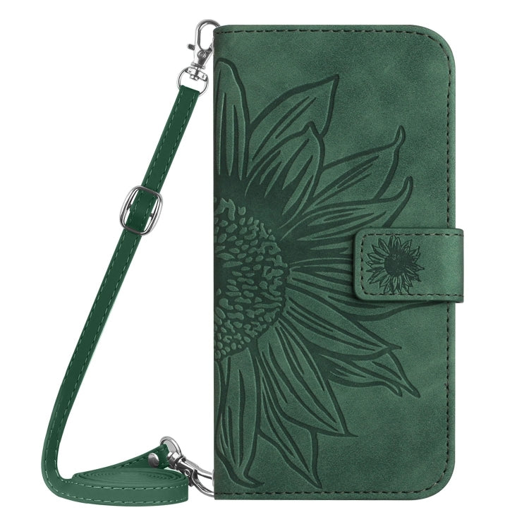 For Xiaomi 13T / 13T Pro Skin Feel Sun Flower Embossed Flip Leather Phone Case with Lanyard(Green) - Xiaomi Cases by PMC Jewellery | Online Shopping South Africa | PMC Jewellery | Buy Now Pay Later Mobicred