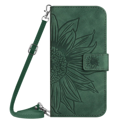 For Xiaomi 13T / 13T Pro Skin Feel Sun Flower Embossed Flip Leather Phone Case with Lanyard(Green) - Xiaomi Cases by PMC Jewellery | Online Shopping South Africa | PMC Jewellery | Buy Now Pay Later Mobicred