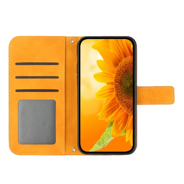 For Xiaomi 13T / 13T Pro Skin Feel Sun Flower Embossed Flip Leather Phone Case with Lanyard(Yellow) - Xiaomi Cases by PMC Jewellery | Online Shopping South Africa | PMC Jewellery | Buy Now Pay Later Mobicred