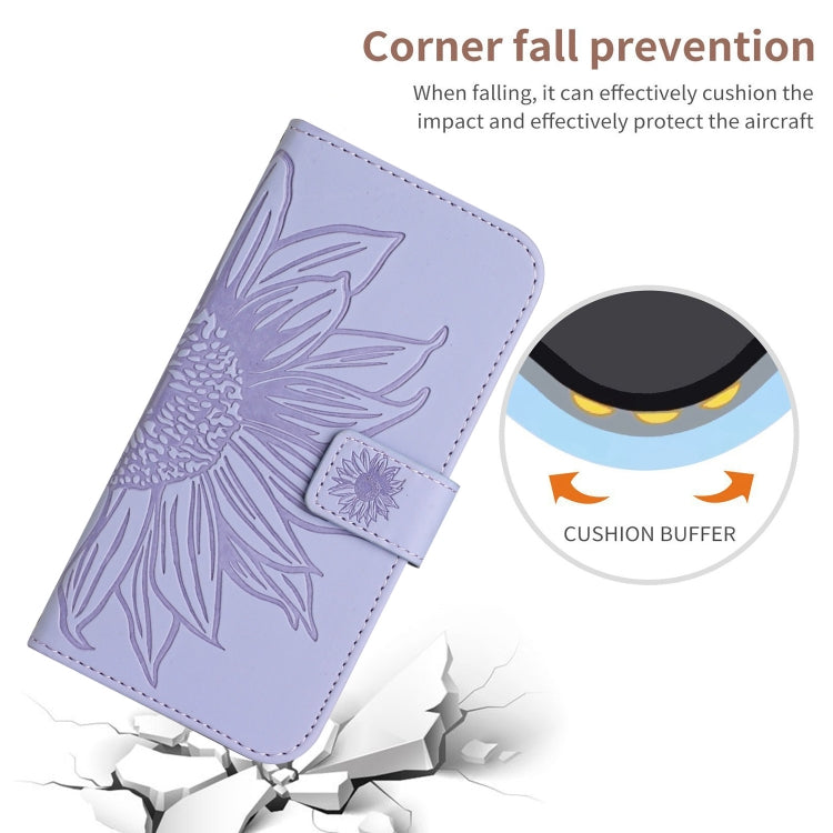 For Xiaomi 14 Pro Skin Feel Sun Flower Embossed Flip Leather Phone Case with Lanyard(Purple) - 14 Pro Cases by PMC Jewellery | Online Shopping South Africa | PMC Jewellery | Buy Now Pay Later Mobicred