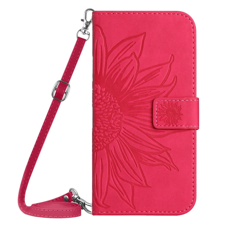 For Xiaomi Redmi A3 Skin Feel Sun Flower Embossed Flip Leather Phone Case with Lanyard(Rose Red) - Xiaomi Cases by PMC Jewellery | Online Shopping South Africa | PMC Jewellery | Buy Now Pay Later Mobicred