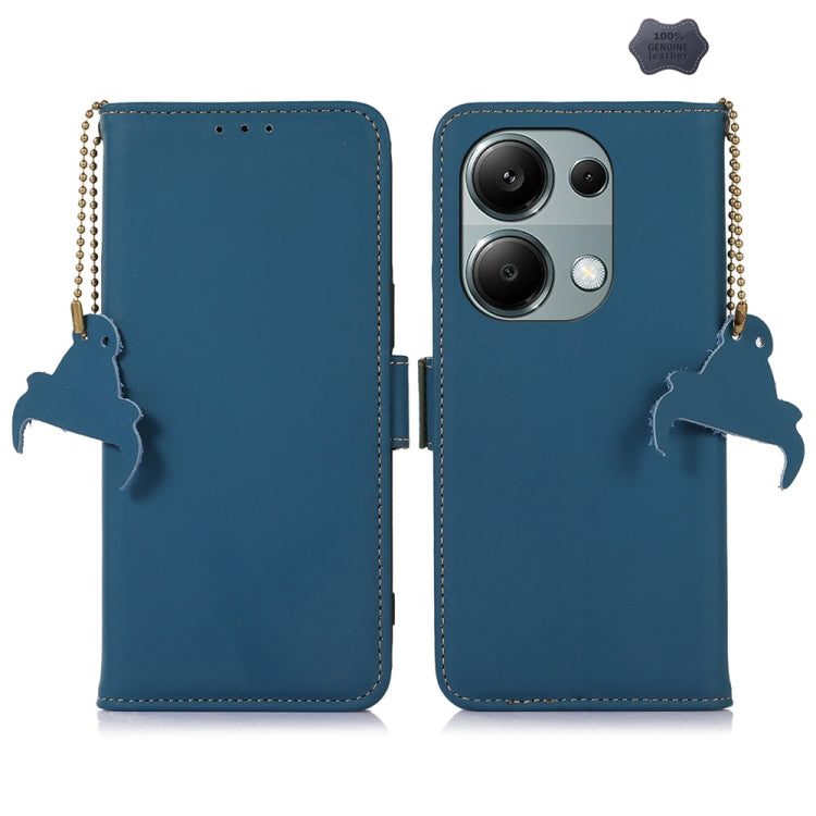 For Xiaomi Redmi Note 13 4G Genuine Leather Magnetic RFID Leather Phone Case(Blue) - Note 13 Cases by PMC TechLife | Online Shopping South Africa | PMC TechLife | Buy Now Pay Later Mobicred