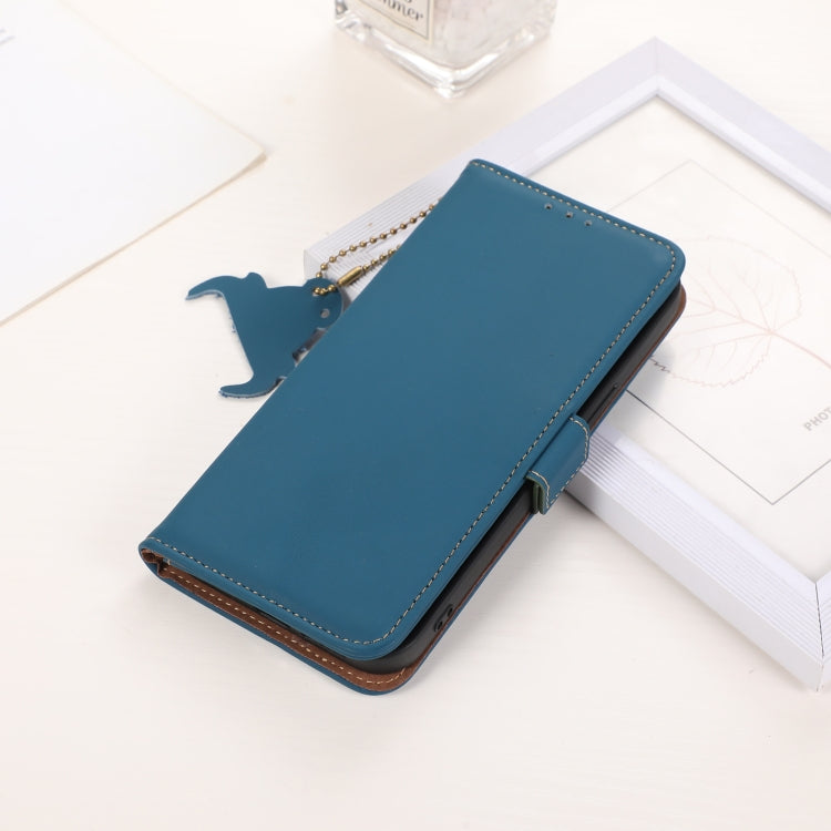For Xiaomi Redmi Note 13 4G Genuine Leather Magnetic RFID Leather Phone Case(Blue) - Note 13 Cases by PMC TechLife | Online Shopping South Africa | PMC TechLife | Buy Now Pay Later Mobicred