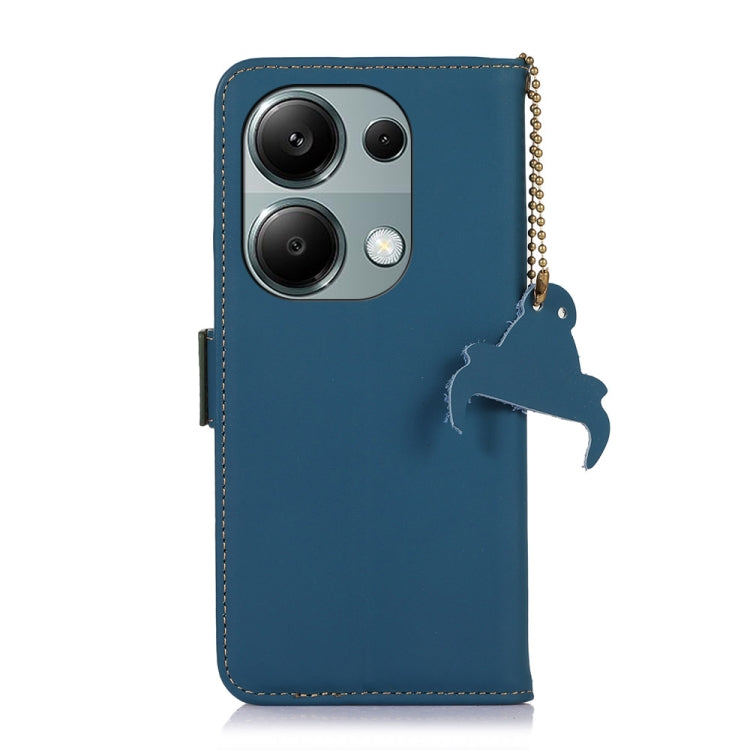 For Xiaomi Redmi Note 13 4G Genuine Leather Magnetic RFID Leather Phone Case(Blue) - Note 13 Cases by PMC Jewellery | Online Shopping South Africa | PMC Jewellery | Buy Now Pay Later Mobicred