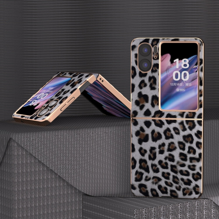 For OPPO Find N2 Flip Nano Plating Leopard Texture Phone Case(Silver Leopard) - Find N2 Flip Cases by PMC TechLife | Online Shopping South Africa | PMC TechLife | Buy Now Pay Later Mobicred