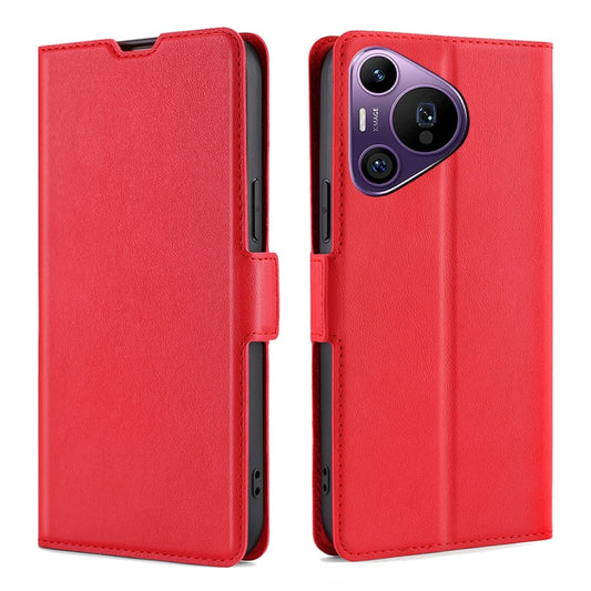 For Huawei Pura 70 Pro / Pro+ Ultra-thin Voltage Side Buckle Horizontal Flip Leather Phone Case(Red) - Huawei Cases by PMC Jewellery | Online Shopping South Africa | PMC Jewellery | Buy Now Pay Later Mobicred