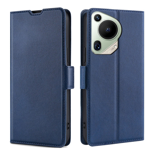 For Huawei Pura 70 Ultra Ultra-thin Voltage Side Buckle Horizontal Flip Leather Phone Case(Blue) - Huawei Cases by PMC Jewellery | Online Shopping South Africa | PMC Jewellery | Buy Now Pay Later Mobicred