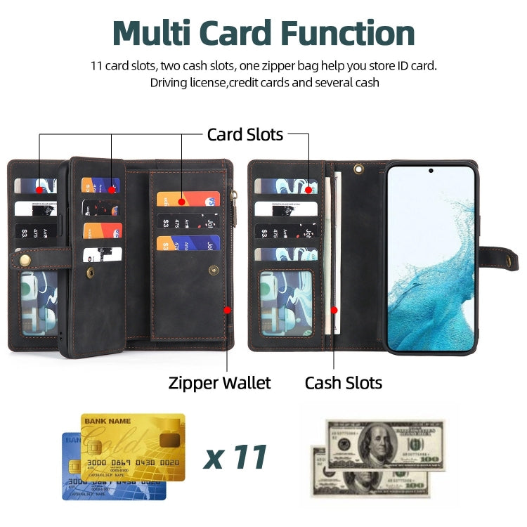 For Samsung Galaxy A42 5G Zipper Wallet Detachable MagSafe Leather Phone Case(Black) - Galaxy Phone Cases by PMC TechLife | Online Shopping South Africa | PMC TechLife