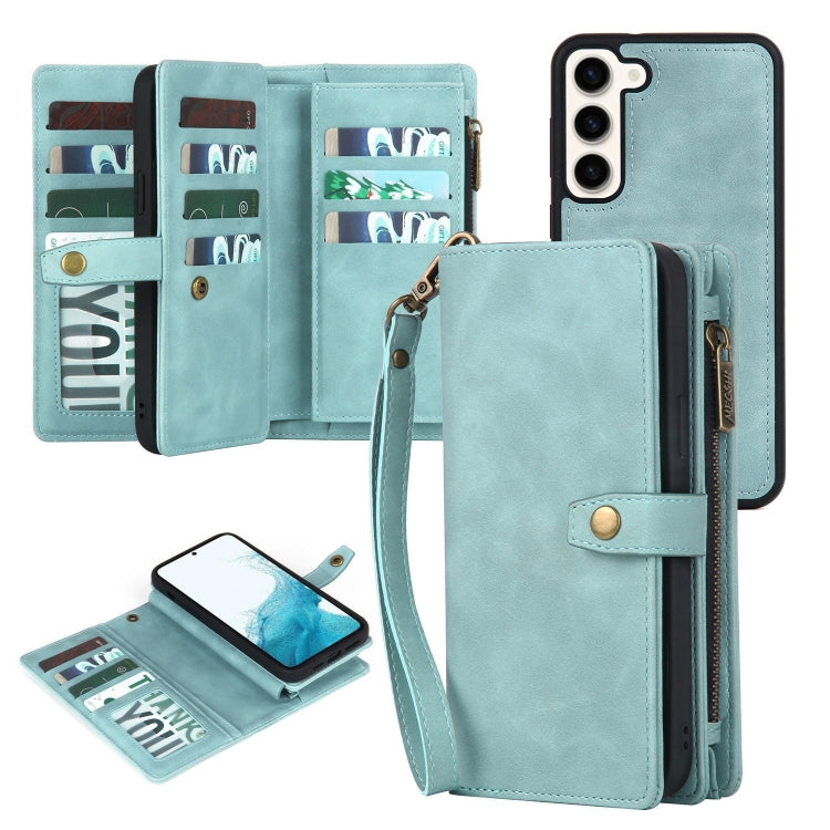 For Samsung Galaxy A42 5G Zipper Wallet Detachable MagSafe Leather Phone Case(Blue) - Galaxy Phone Cases by PMC TechLife | Online Shopping South Africa | PMC TechLife