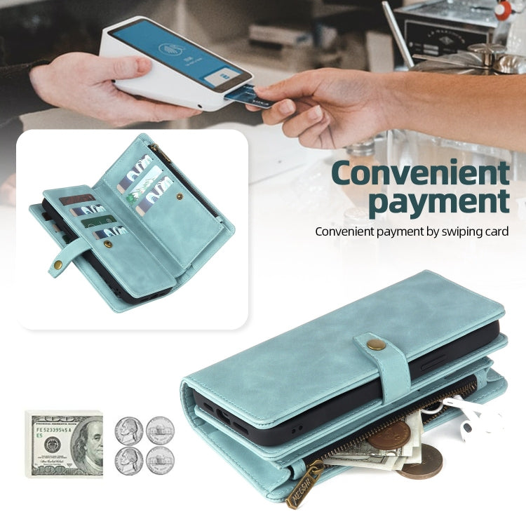 For Samsung Galaxy A42 5G Zipper Wallet Detachable MagSafe Leather Phone Case(Blue) - Galaxy Phone Cases by PMC TechLife | Online Shopping South Africa | PMC TechLife