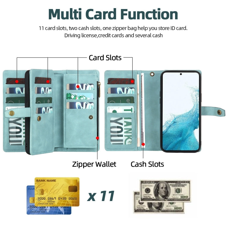 For Samsung Galaxy A71 4G Zipper Wallet Detachable MagSafe Leather Phone Case(Blue) - Galaxy Phone Cases by PMC TechLife | Online Shopping South Africa | PMC TechLife