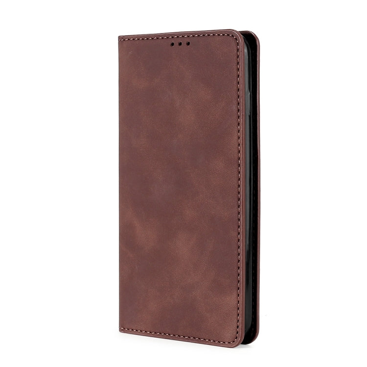 For Realme GT Neo5 SE Skin Feel Magnetic Leather Phone Case(Dark Brown) - Realme Cases by PMC Jewellery | Online Shopping South Africa | PMC Jewellery | Buy Now Pay Later Mobicred