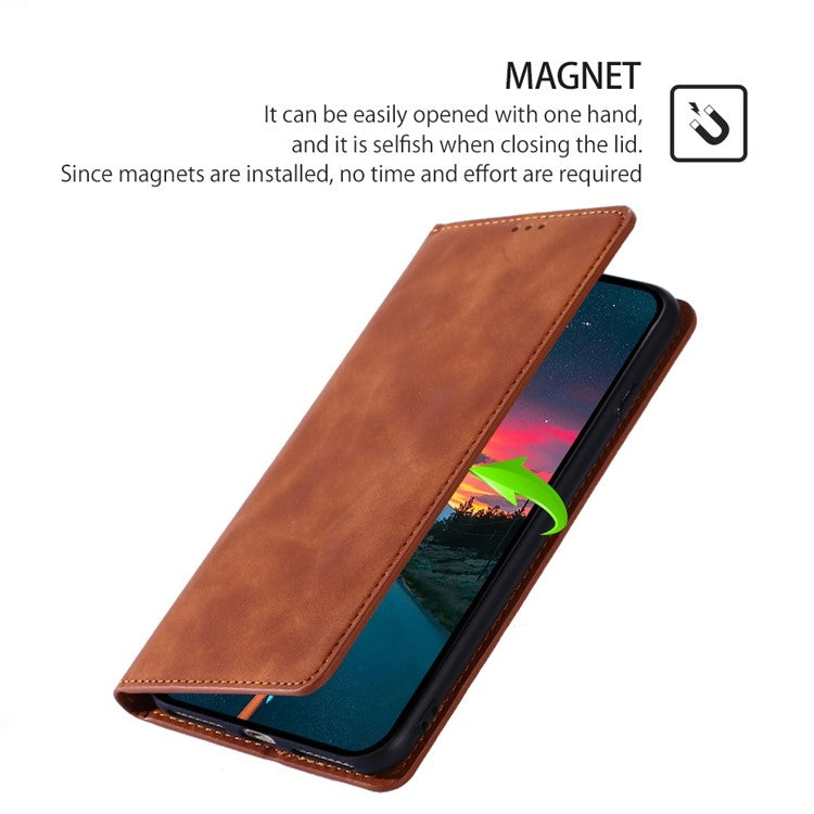 For Xiaomi Redmi Note 13 4G Skin Feel Magnetic Leather Phone Case(Light Brown) - Note 13 Cases by PMC Jewellery | Online Shopping South Africa | PMC Jewellery | Buy Now Pay Later Mobicred