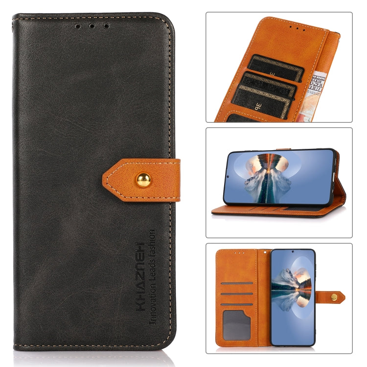 For Xiaomi Redmi Note 13 5G Global KHAZNEH Cowhide Texture Flip Leather Phone Case(Black) - Note 13 Cases by PMC TechLife | Online Shopping South Africa | PMC TechLife | Buy Now Pay Later Mobicred