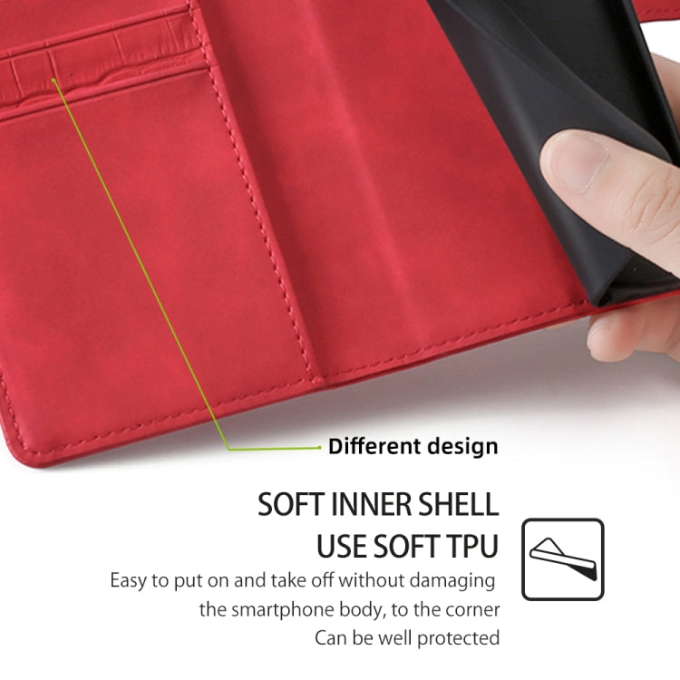 For Xiaomi Redmi Note 13 4G Skin Feel Crocodile Magnetic Clasp Leather Phone Case(Red) - free shipping - PMC TechLife - Order now!