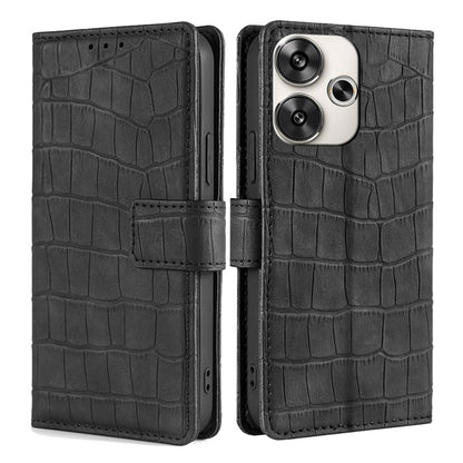 For Xiaomi Redmi Turbo 3 5G Skin Feel Crocodile Magnetic Clasp Leather Phone Case(Black) - 13 Ultra Cases by PMC Jewellery | Online Shopping South Africa | PMC Jewellery | Buy Now Pay Later Mobicred