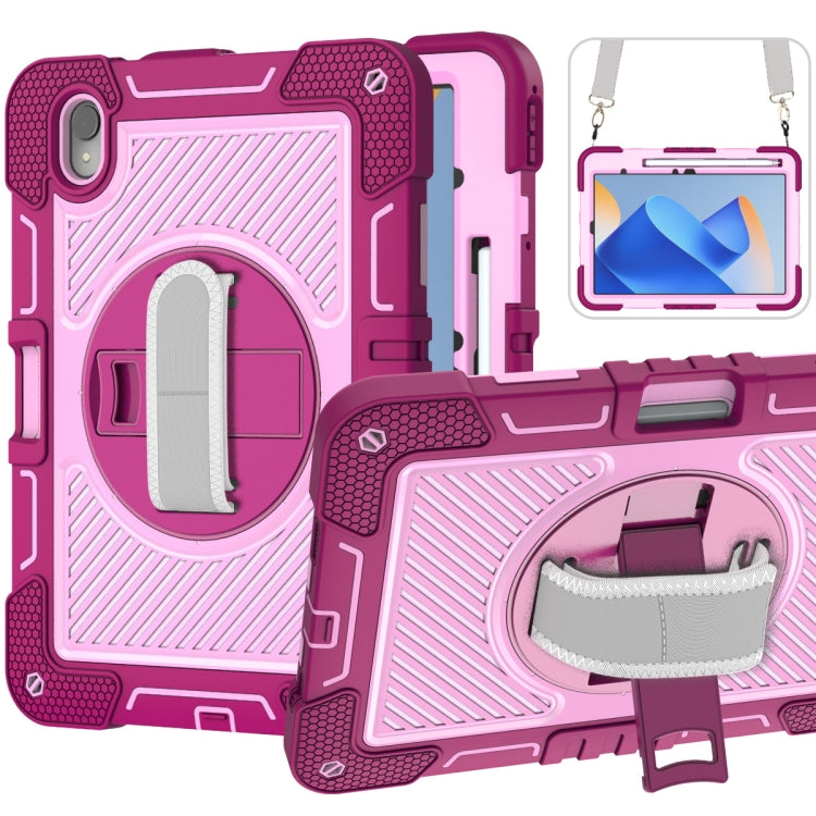 For Huawei MatePad 11 2023 360 Degree Rotation PC Contrast Silicone Tablet Case(Rose Red + Pink) - Huawei by PMC TechLife | Online Shopping South Africa | PMC TechLife | Buy Now Pay Later Mobicred