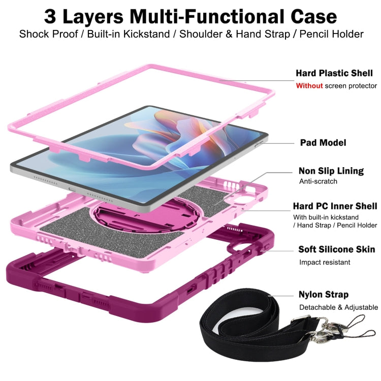 For Huawei MatePad SE 11 360 Degree Rotation PC Contrast Silicone Tablet Case(Rose Red + Pink) - Huawei by PMC TechLife | Online Shopping South Africa | PMC TechLife | Buy Now Pay Later Mobicred