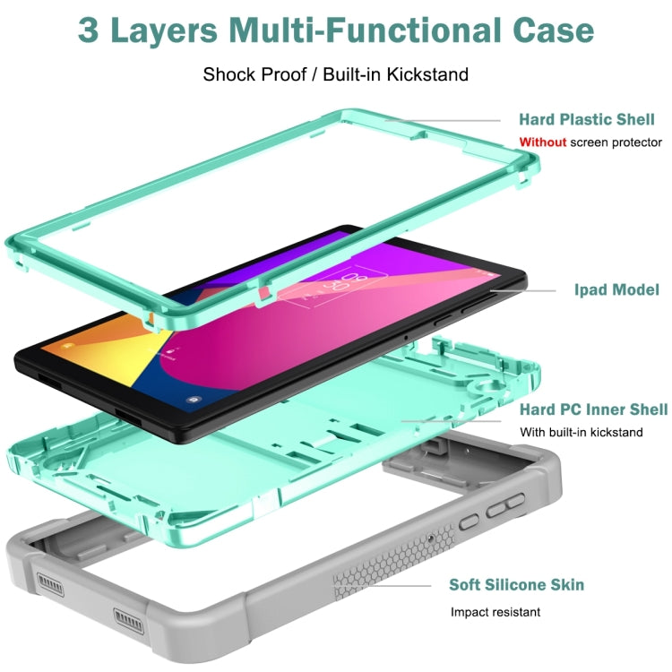 For TCL Tab 8 LE Shockproof Silicone Hybrid PC Tablet Case with Holder(Mint Green + Grey) - Others by PMC TechLife | Online Shopping South Africa | PMC TechLife | Buy Now Pay Later Mobicred