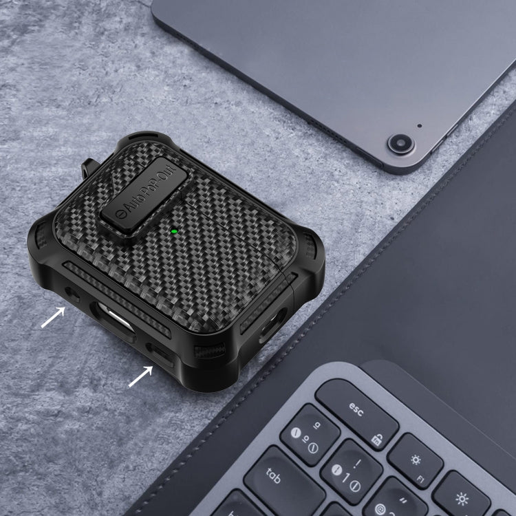 For AirPods 2 / 1 Alpha Carbon Fiber Wireless Bluetooth Earphone Protective Case(Red) - For AirPods 1/2 by PMC Jewellery | Online Shopping South Africa | PMC Jewellery | Buy Now Pay Later Mobicred