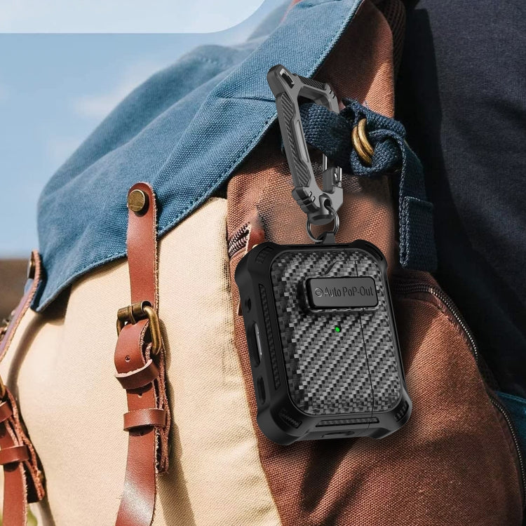 For AirPods 2 / 1 Alpha Carbon Fiber Wireless Bluetooth Earphone Protective Case(Green) - For AirPods 1/2 by PMC Jewellery | Online Shopping South Africa | PMC Jewellery | Buy Now Pay Later Mobicred