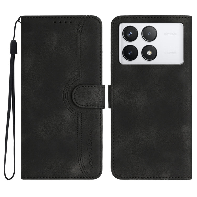 For Xiaomi Redmi K70E Heart Pattern Skin Feel Leather Phone Case(Black) - K70E Cases by PMC TechLife | Online Shopping South Africa | PMC TechLife | Buy Now Pay Later Mobicred