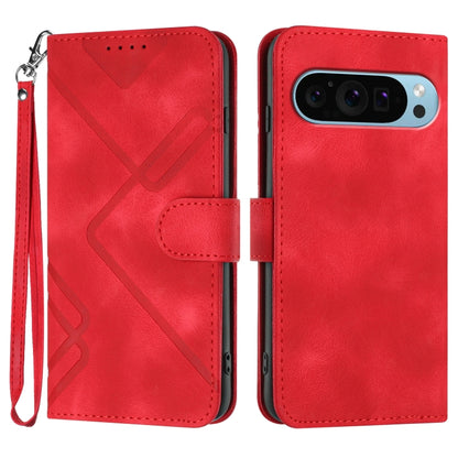 For Google Pixel 9 Pro Line Pattern Skin Feel Leather Phone Case(Red) - Google Cases by PMC Jewellery | Online Shopping South Africa | PMC Jewellery | Buy Now Pay Later Mobicred