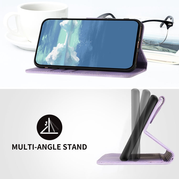 For Google Pixel 9 Pro Line Pattern Skin Feel Leather Phone Case(Light Purple) - Google Cases by PMC TechLife | Online Shopping South Africa | PMC TechLife | Buy Now Pay Later Mobicred