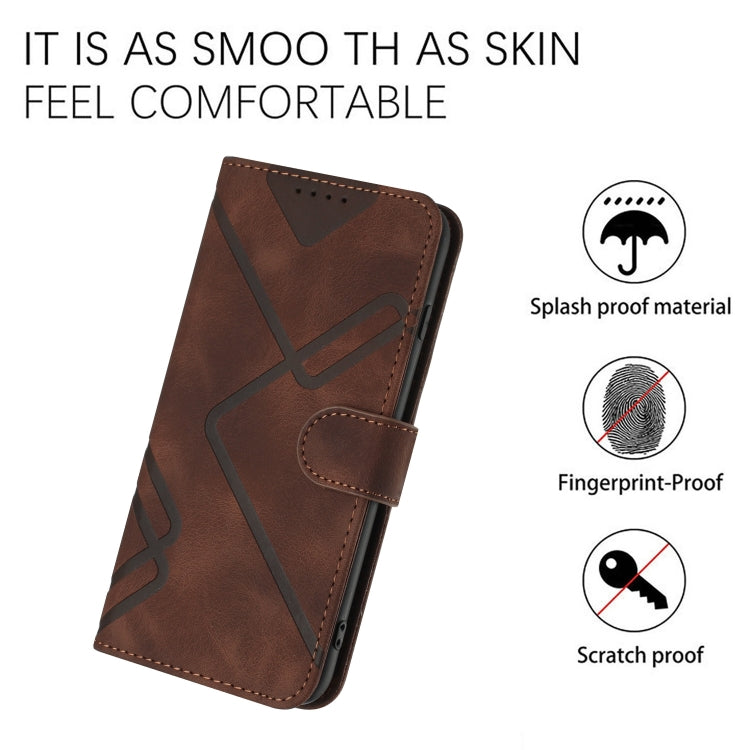 For Google Pixel 9 Line Pattern Skin Feel Leather Phone Case(Coffee) - Google Cases by PMC TechLife | Online Shopping South Africa | PMC TechLife | Buy Now Pay Later Mobicred