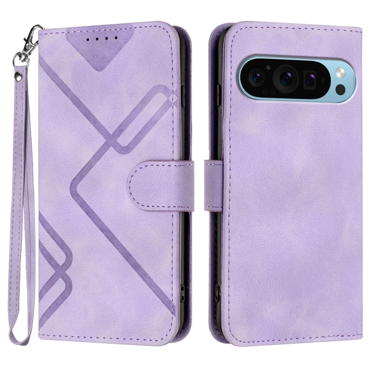 For Google Pixel 9 Line Pattern Skin Feel Leather Phone Case(Light Purple) - Google Cases by PMC TechLife | Online Shopping South Africa | PMC TechLife | Buy Now Pay Later Mobicred