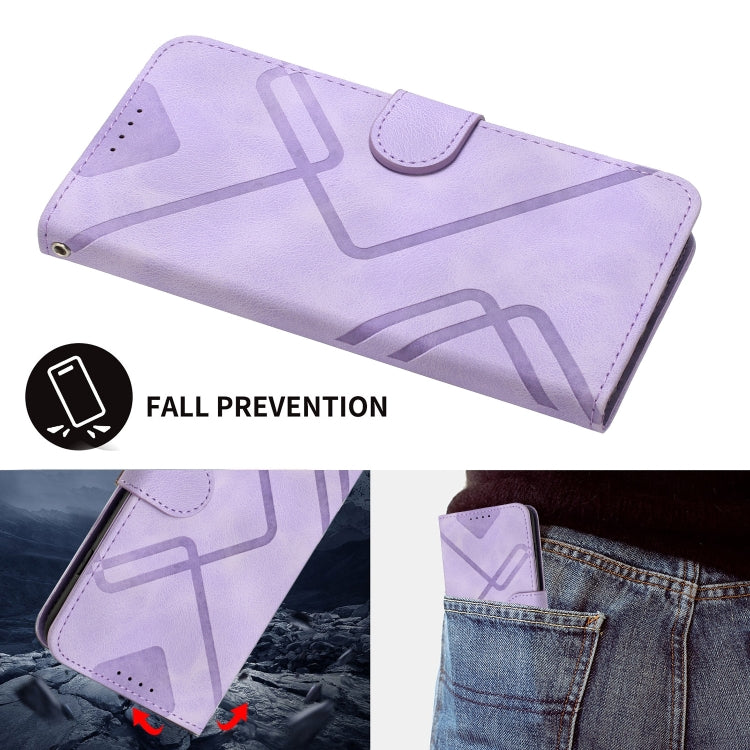 For Google Pixel 9 Line Pattern Skin Feel Leather Phone Case(Light Purple) - Google Cases by PMC TechLife | Online Shopping South Africa | PMC TechLife | Buy Now Pay Later Mobicred