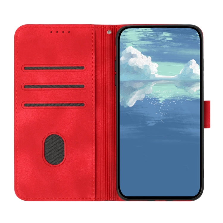 For iPhone 16 Plus Line Pattern Skin Feel Leather Phone Case(Red) - iPhone 16 Plus Cases by PMC TechLife | Online Shopping South Africa | PMC TechLife | Buy Now Pay Later Mobicred