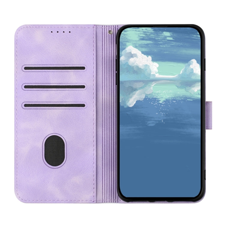 For iPhone 16 Line Pattern Skin Feel Leather Phone Case(Light Purple) - iPhone 16 Cases by PMC TechLife | Online Shopping South Africa | PMC TechLife | Buy Now Pay Later Mobicred