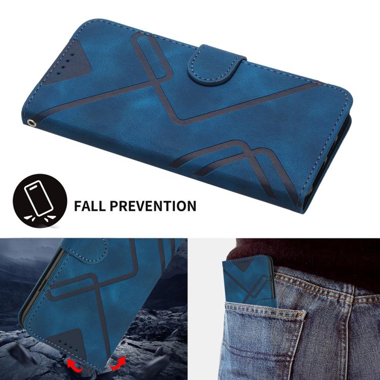For iPhone 17 Air Line Pattern Skin Feel Leather Phone Case(Royal Blue) - free shipping - PMc TechLife - Order now!