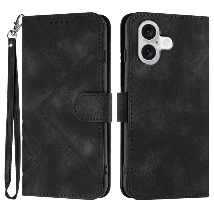 For iPhone 17 Line Pattern Skin Feel Leather Phone Case(Black) - free shipping - PMc TechLife - Order now!