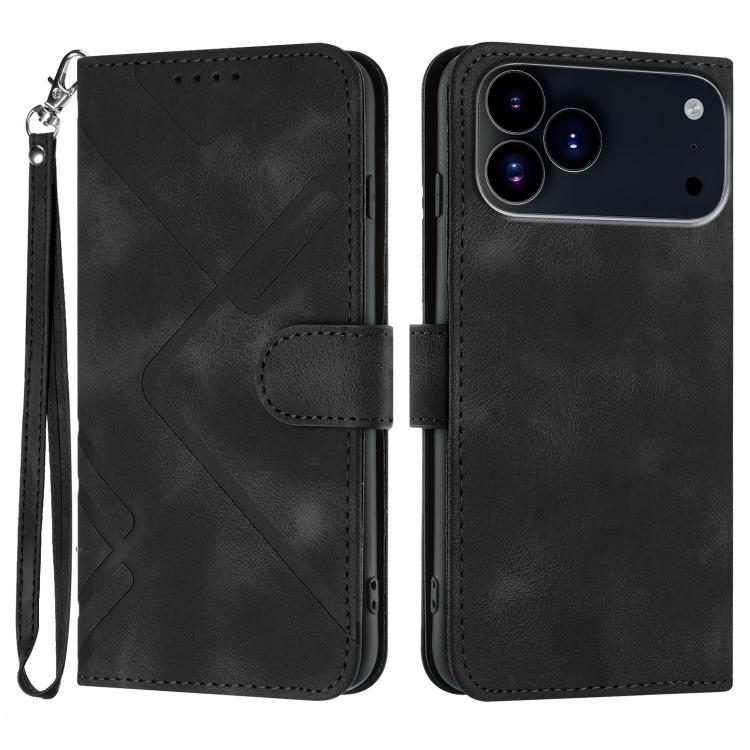 For iPhone 17 Pro Max Line Pattern Skin Feel Leather Phone Case(Black) - free shipping - PMc TechLife - Order now!