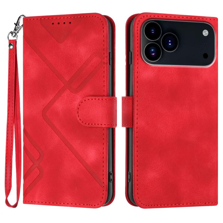 For iPhone 17 Pro Line Pattern Skin Feel Leather Phone Case(Red) - free shipping - PMc TechLife - Order now!