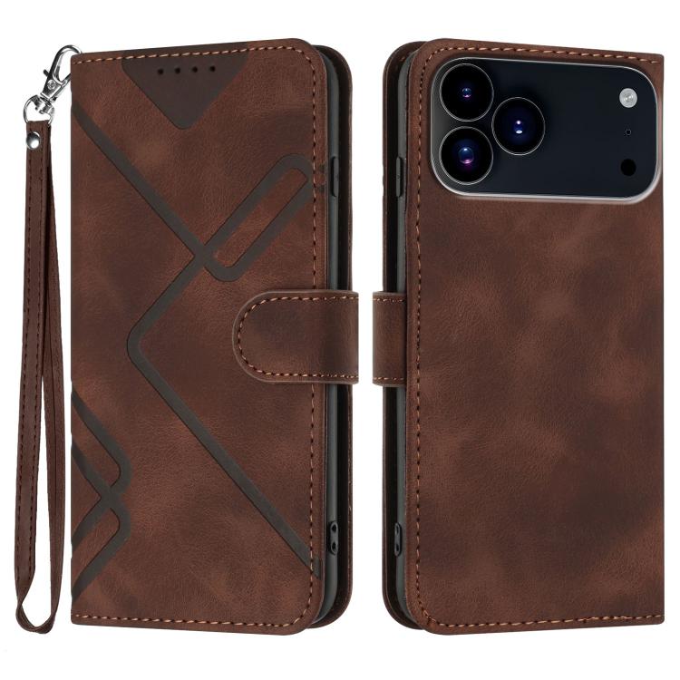 For iPhone 17 Pro Line Pattern Skin Feel Leather Phone Case(Coffee) - free shipping - PMc TechLife - Order now!