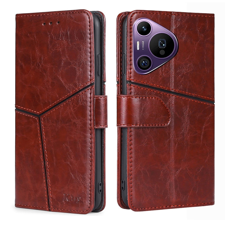 For Huawei Pura 70 Pro / 70 Pro+ 5G Geometric Stitching Leather Phone Case(Dark Brown) - Huawei Cases by PMC Jewellery | Online Shopping South Africa | PMC Jewellery | Buy Now Pay Later Mobicred