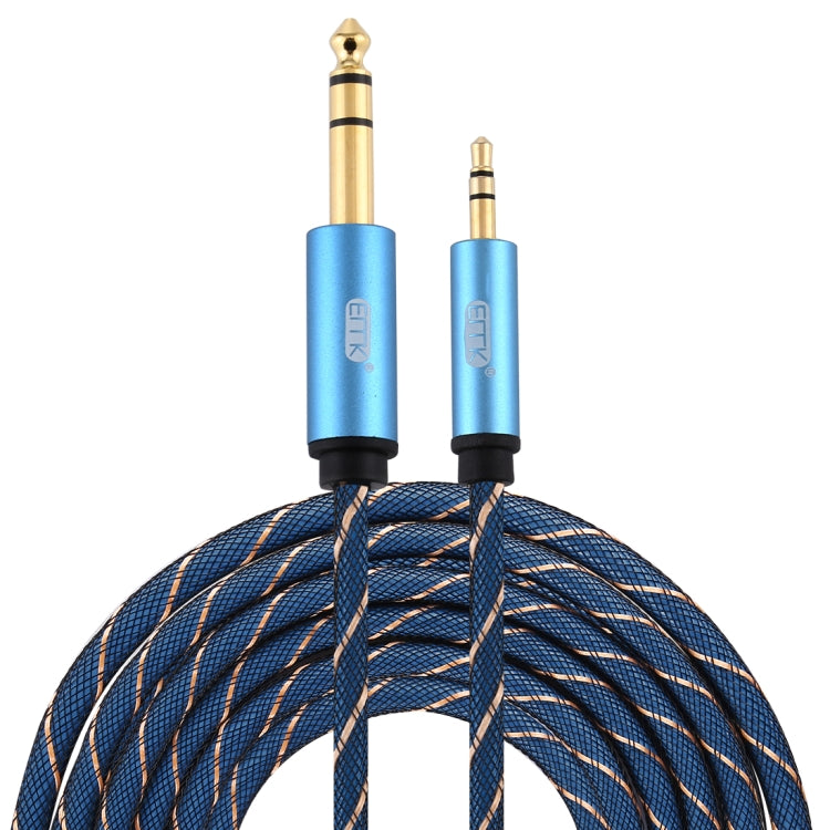 EMK 3.5mm Jack Male to 6.35mm Jack Male Gold Plated Connector Nylon Braid AUX Cable for Computer / X-BOX / PS3 / CD / DVD, Cable Length:5m(Dark Blue) - Audio Optical Cables by EMK | Online Shopping South Africa | PMC Jewellery | Buy Now Pay Later Mobicred