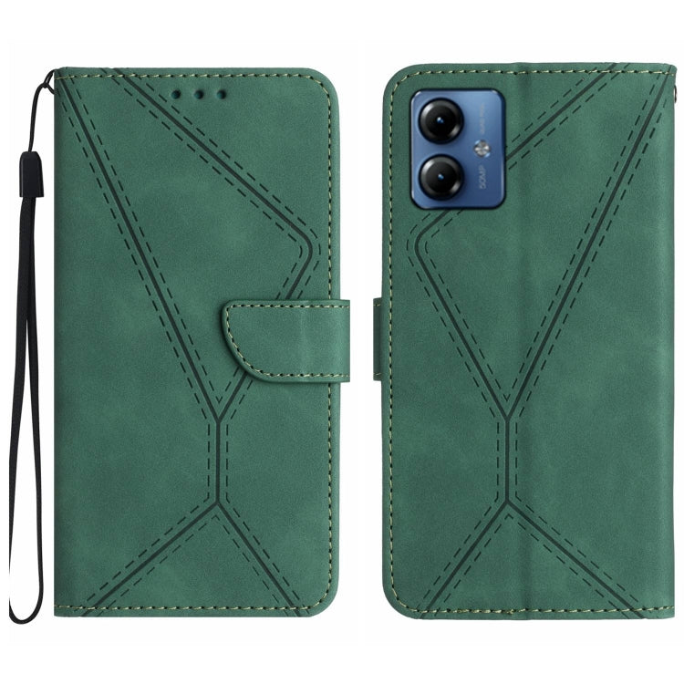 For Motorola Moto G54 Stitching Embossed Leather Phone Case(Green) - free shipping - PMC TechLife - Order now!