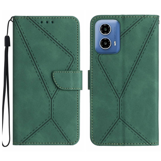 For Motorola Moto G34 5G Stitching Embossed Leather Phone Case(Green) - Motorola Cases by PMC Jewellery | Online Shopping South Africa | PMC Jewellery | Buy Now Pay Later Mobicred