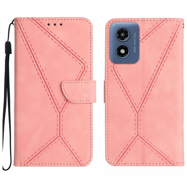 For Motorola Moto G Play 4G 2024 Stitching Embossed Leather Phone Case(Pink) - Motorola Cases by PMC TechLife | Online Shopping South Africa | PMC TechLife | Buy Now Pay Later Mobicred