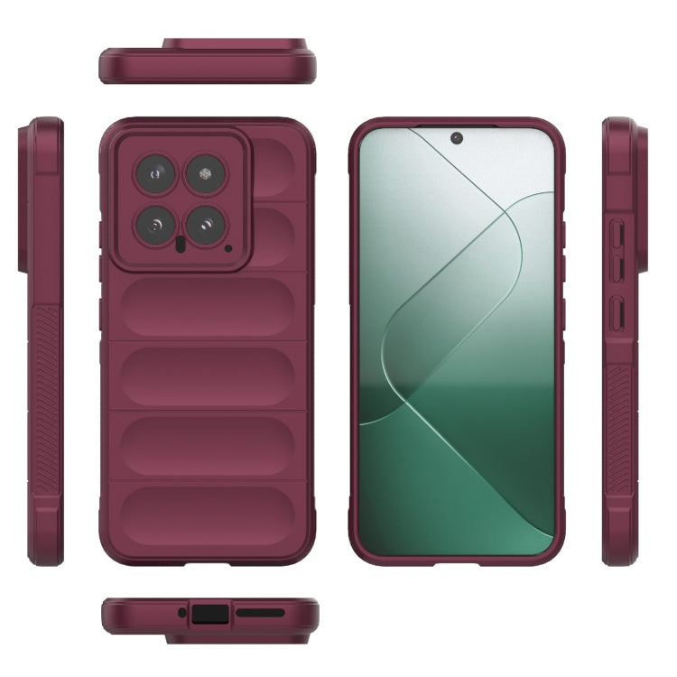 For Xiaomi 14 5G Magic Shield TPU + Flannel Phone Case(Wine Red) - 14 Cases by PMC TechLife | Online Shopping South Africa | PMC TechLife | Buy Now Pay Later Mobicred
