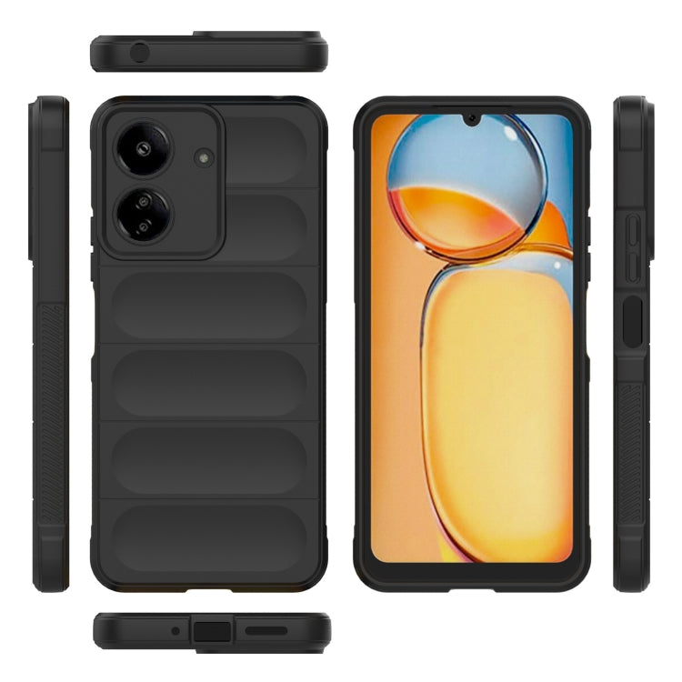 For Xiaomi Redmi 13C 4G Global Magic Shield TPU + Flannel Phone Case(Black) - 13C Cases by PMC TechLife | Online Shopping South Africa | PMC TechLife | Buy Now Pay Later Mobicred