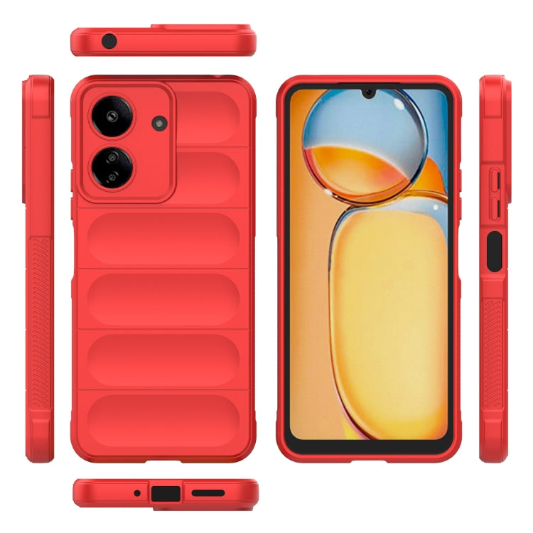 For Xiaomi Redmi 13C 4G Global Magic Shield TPU + Flannel Phone Case(Red) - 13C Cases by PMC TechLife | Online Shopping South Africa | PMC TechLife | Buy Now Pay Later Mobicred