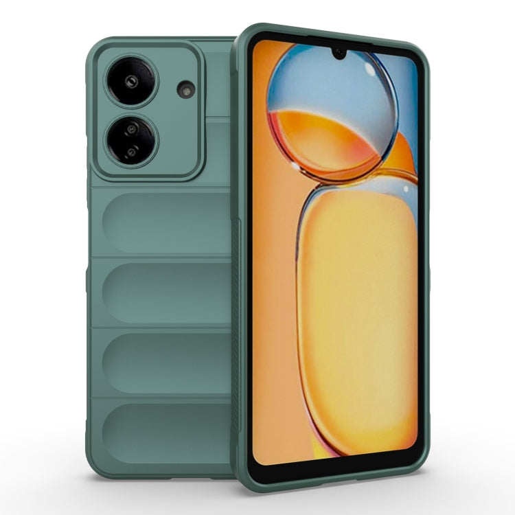 For Xiaomi Redmi 13C 4G Global Magic Shield TPU + Flannel Phone Case(Dark Green) - 13C Cases by PMC TechLife | Online Shopping South Africa | PMC TechLife | Buy Now Pay Later Mobicred