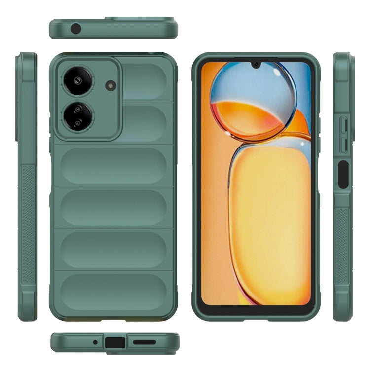 For Xiaomi Redmi 13C 4G Global Magic Shield TPU + Flannel Phone Case(Dark Green) - 13C Cases by PMC TechLife | Online Shopping South Africa | PMC TechLife | Buy Now Pay Later Mobicred